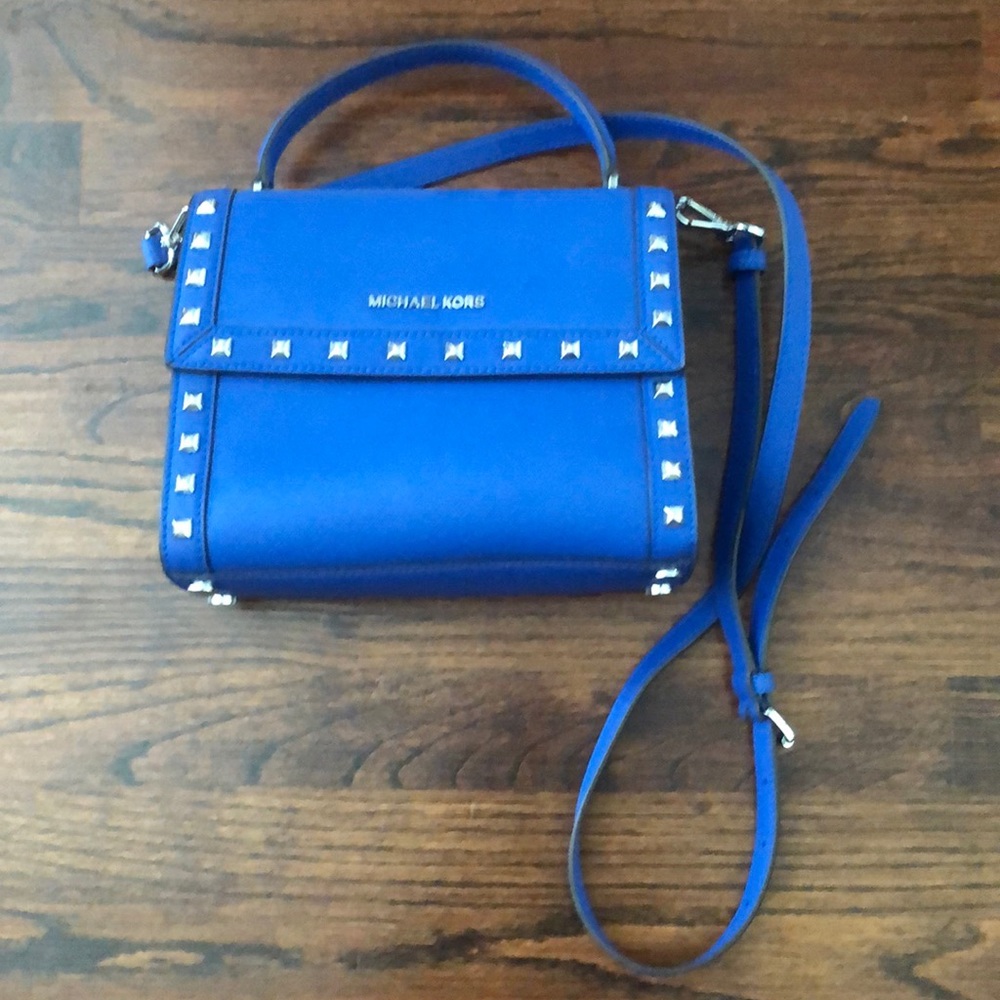 Michael Kors blue and sliver rock stud handbag